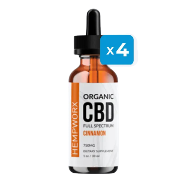 HempWorx 750 CBD Oil – Full Spectrum Cinnamon 4-Pack