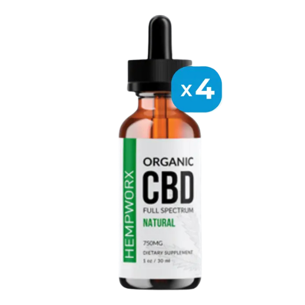HempWorx 750 CBD Oil – Full Spectrum Natural 4-Pack