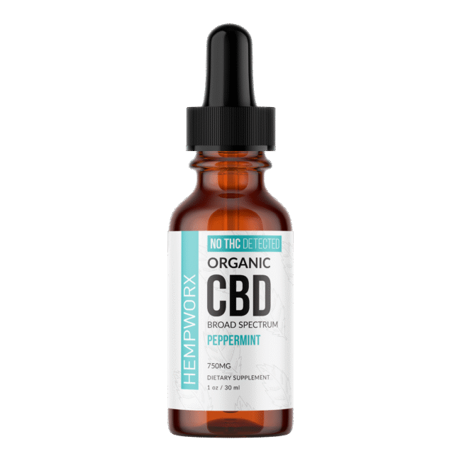 HempWorx ORGANIC Broad Spectrum CBD Oil THC Not Detected - Peppermint (750mg)