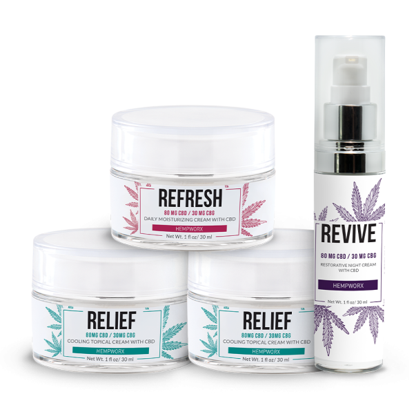 HempWorx Topical 4 Pack Bundle – Complete CBD Skincare & Relief