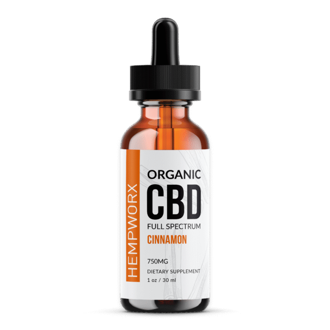 HempWorx Organic Full Spectrum CBD Oil – Cinnamon Flavor (750mg)