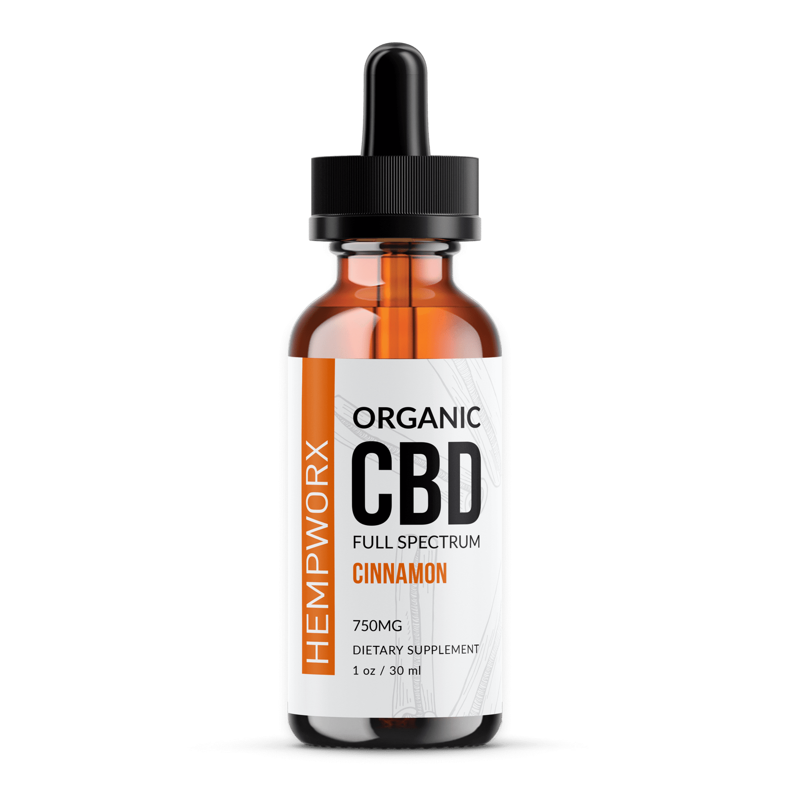 HempWorx Organic Full Spectrum CBD Oil – Cinnamon Flavor (750mg)