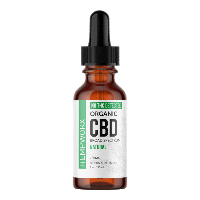 HempWorx ORGANIC Broad Spectrum CBD Oil THC Not Detected - Natural (750mg)